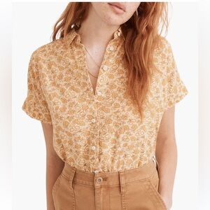 Madewell Shirt yellow orange floral button down top
